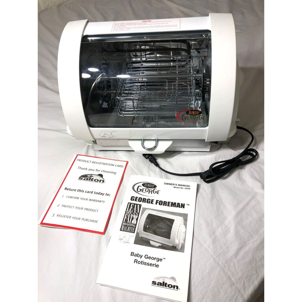 George Foreman Baby George Rotisserie Oven Cooker White GR59 NEW Open Box